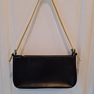 Corello Brazilian Smooth Black Leather Shoulder Bag 3 Colored Straps